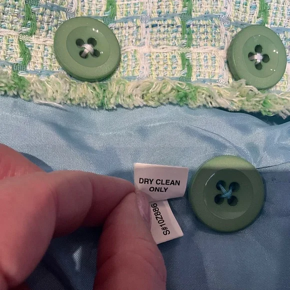 Kay Unger Y2K Preppy Tweed Plaid Skirt Suit Country Club Romantic Green White 10 - Picture 13 of 16
